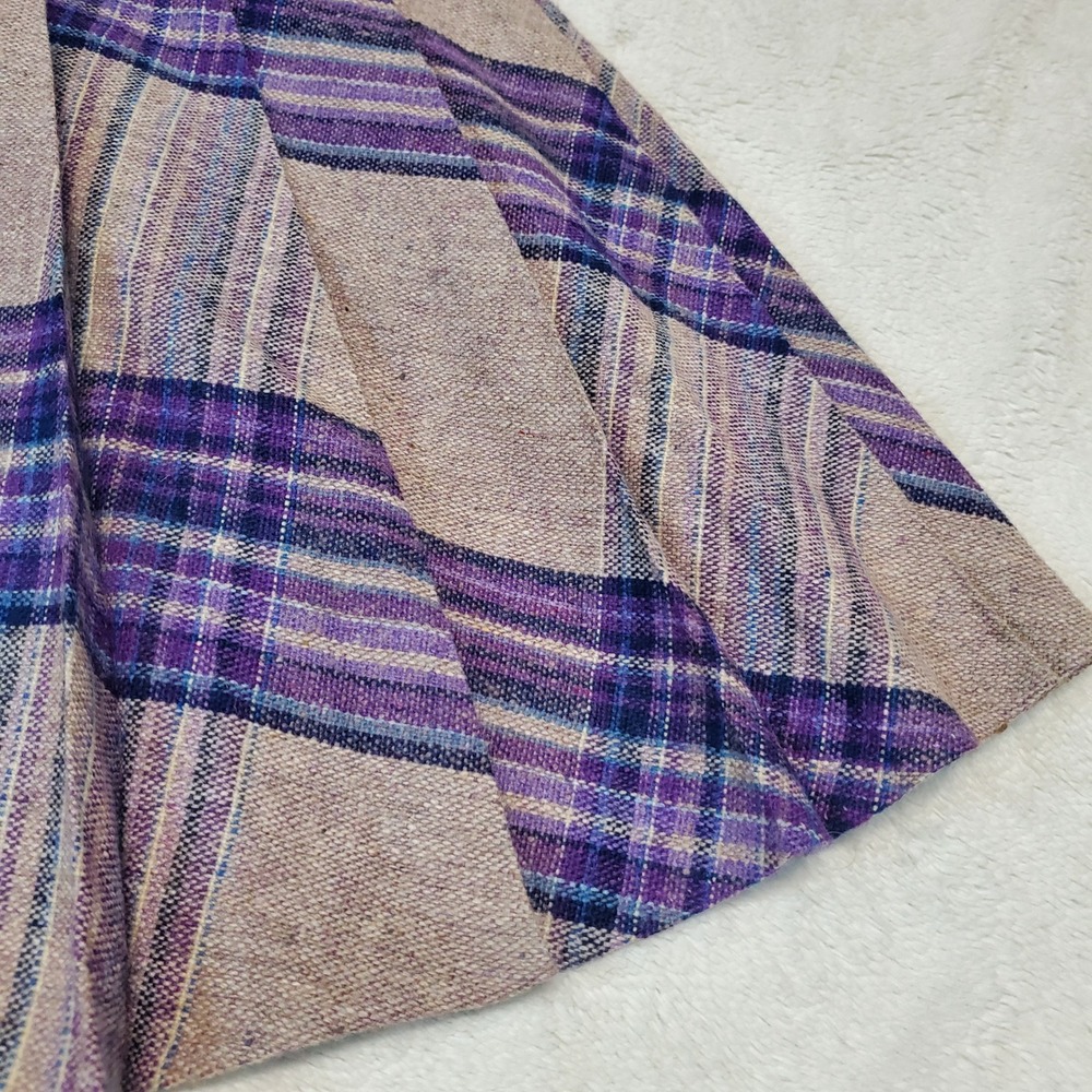 Vintage West Coast Connection Gray Purple Plaid Wool Blend Skirt 7 Academia Twee - Picture 2 of 8